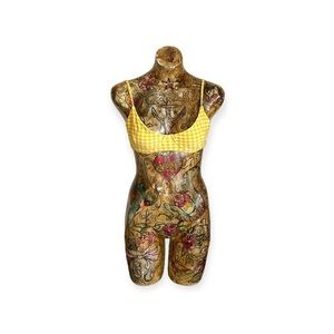 Blackbough bikini top yellow white medium swim wear summer top only